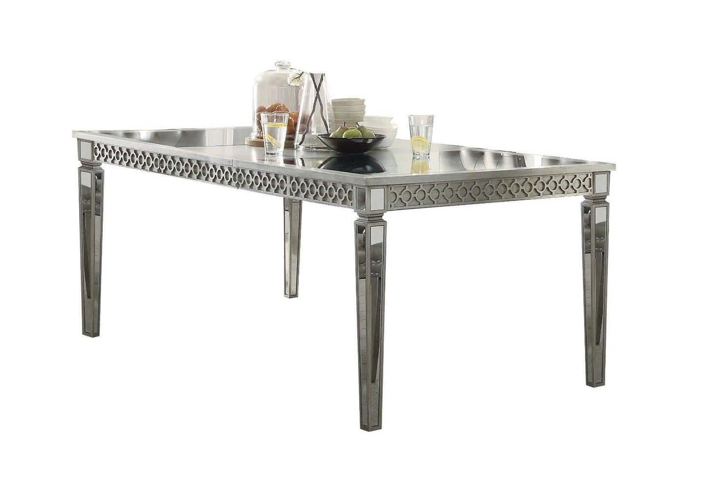 Kacela Dining Table, Mirrored & Champagne Finish