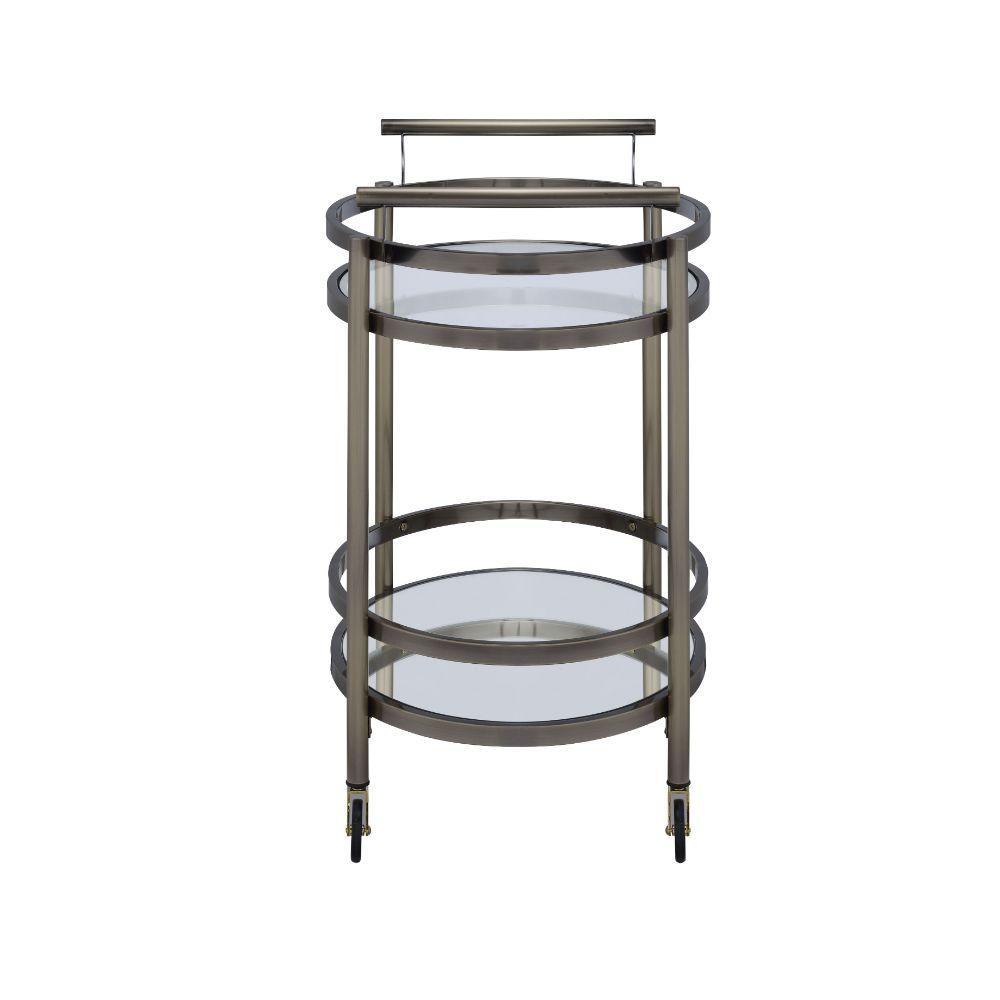 Lakelyn Serving Cart, Brushed Bronze & Clear Glass
