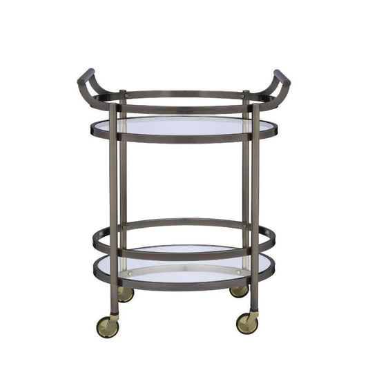 Lakelyn Serving Cart, Brushed Bronze & Clear Glass