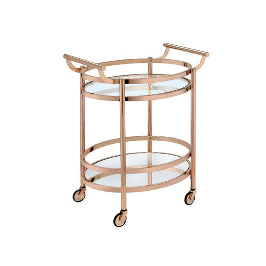 Lakelyn Serving Cart, Rose Gold & Clear Glass