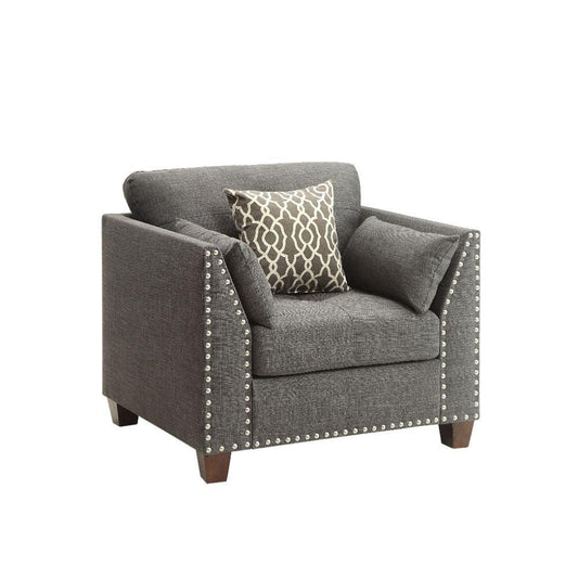 Laurissa Chair w/3 Pillows, Light Charcoal Linen