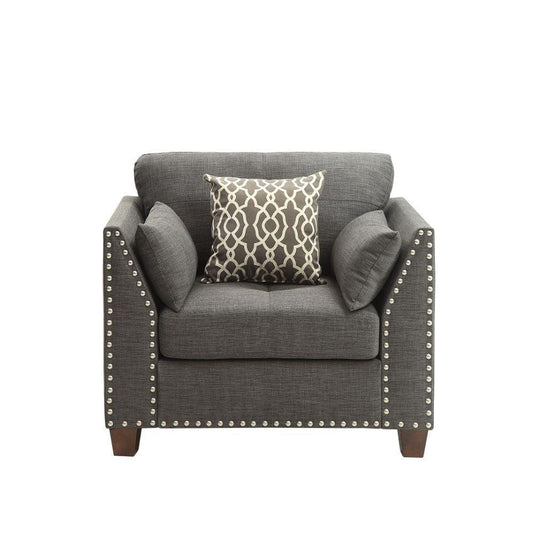Laurissa Chair w/3 Pillows, Light Charcoal Linen