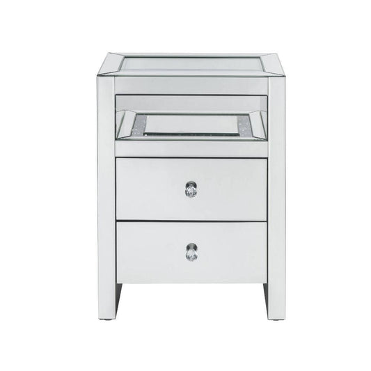 Malish Accent Table w/LED, Mirrored Finish