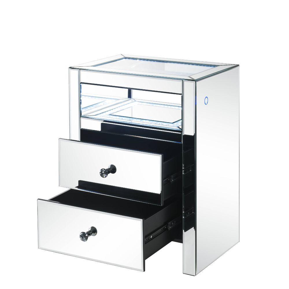 Malish Accent Table w/LED, Mirrored Finish