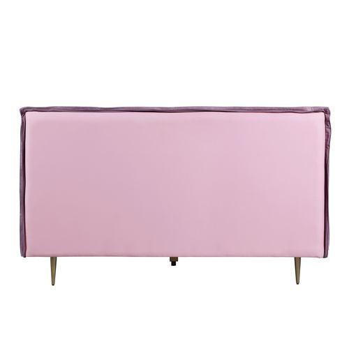 Metis Eastern King Bed, Pink Top Grain Leather