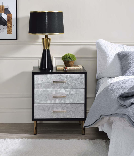 Myles Nightstand, Black & Silver