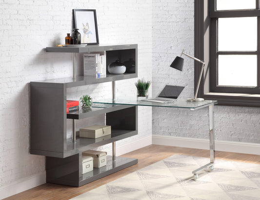 Space-saving Writing Desk w/Shelf, Gray