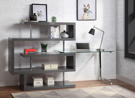 Space-saving Writing Desk w/Shelf, Gray