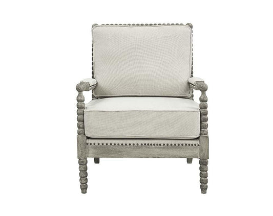Saraid Accent Chair, Beige Linen & Gray Oak Finish
