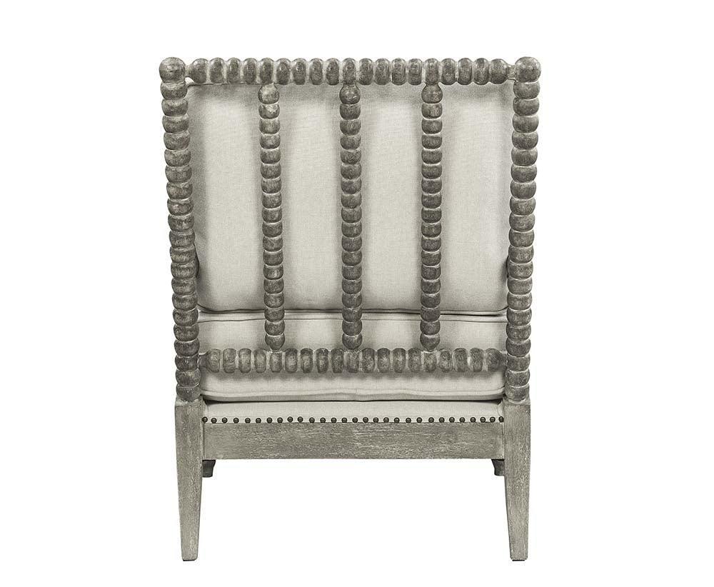 Saraid Accent Chair, Beige Linen & Gray Oak Finish