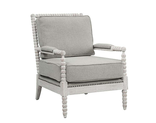 Saraid Accent Chair, Gray Linen & Light Oak Finish