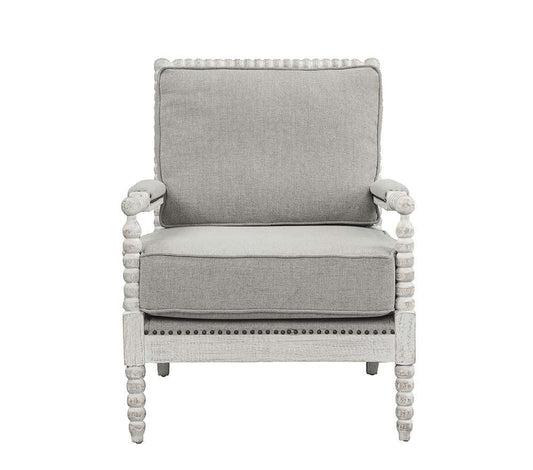 Saraid Accent Chair, Gray Linen & Light Oak Finish