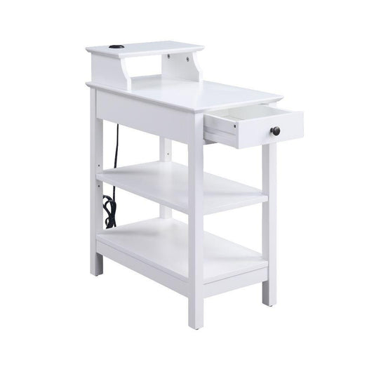 Slayer Side Table w/ USB, White