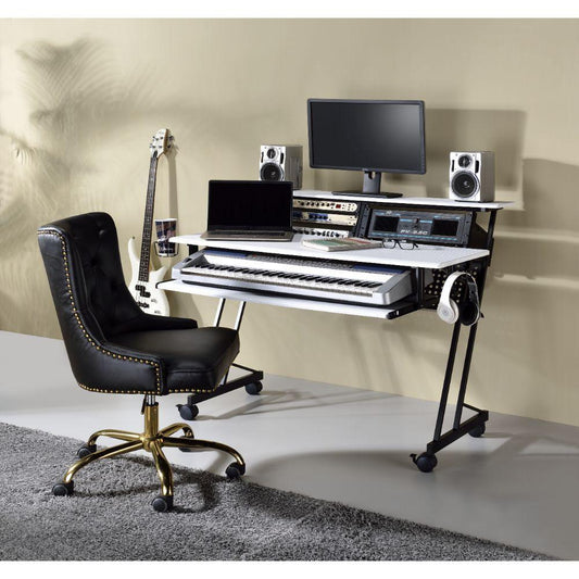 Suitor Music Recording Studio Desk, White & Black