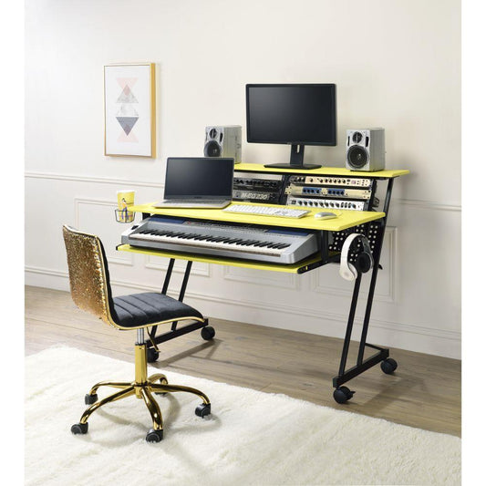 Suitor Music Recording Studio Desk, Yellow & Black