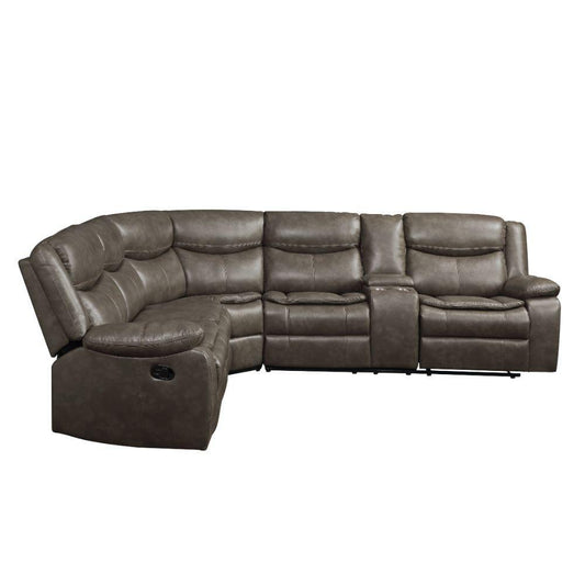 Tavin Motion Sectional Sofa, Taupe Leather