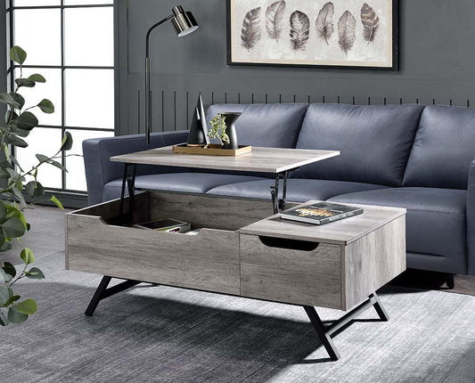 Throm Coffee Table w/Lift Top, Gray Oak Finish