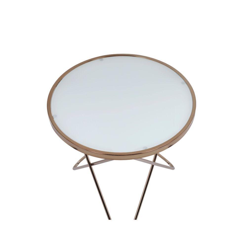 Valora End Table, Champagne & Frosted Glass