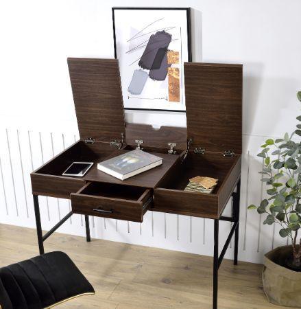 Verster Writing Desk w/ USB, Oak & Black