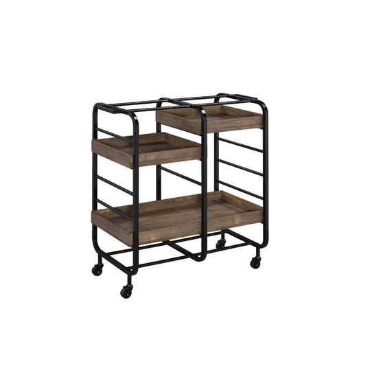 Vorrik Serving Cart, Black & Walnut Finish