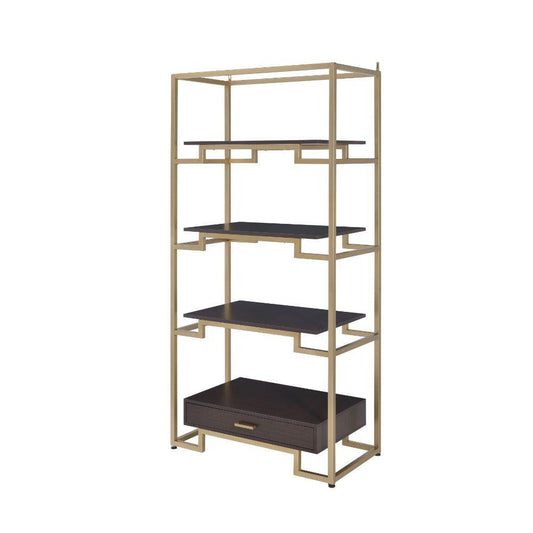 Yumia Bookshelf, Gold & Clear Glass