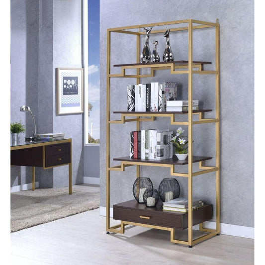 Yumia Bookshelf, Gold & Clear Glass