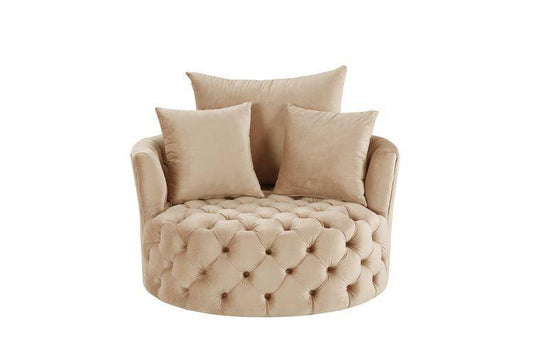 Zunyas Accent Chair w/Swivel, Beige Velvet