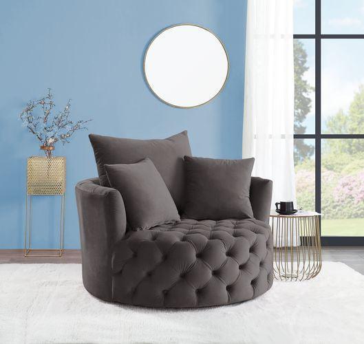 Zunyas Accent Chair w/Swivel, Gray Velvet