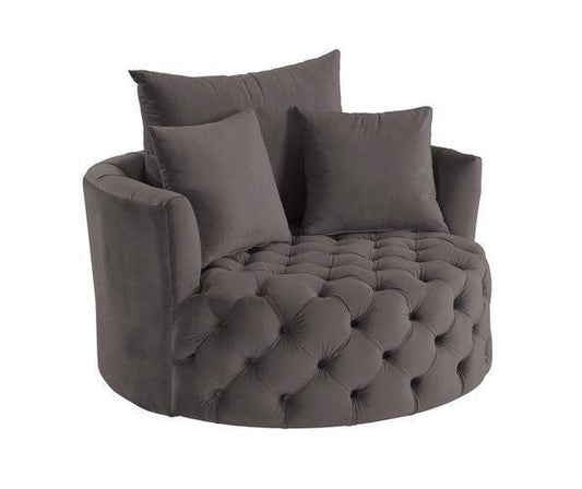 Zunyas Accent Chair w/Swivel, Gray Velvet