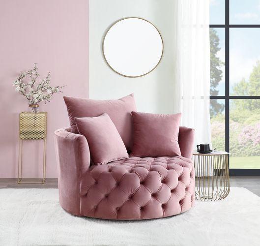 Zunyas Accent Chair w/Swivel, Pink Velvet