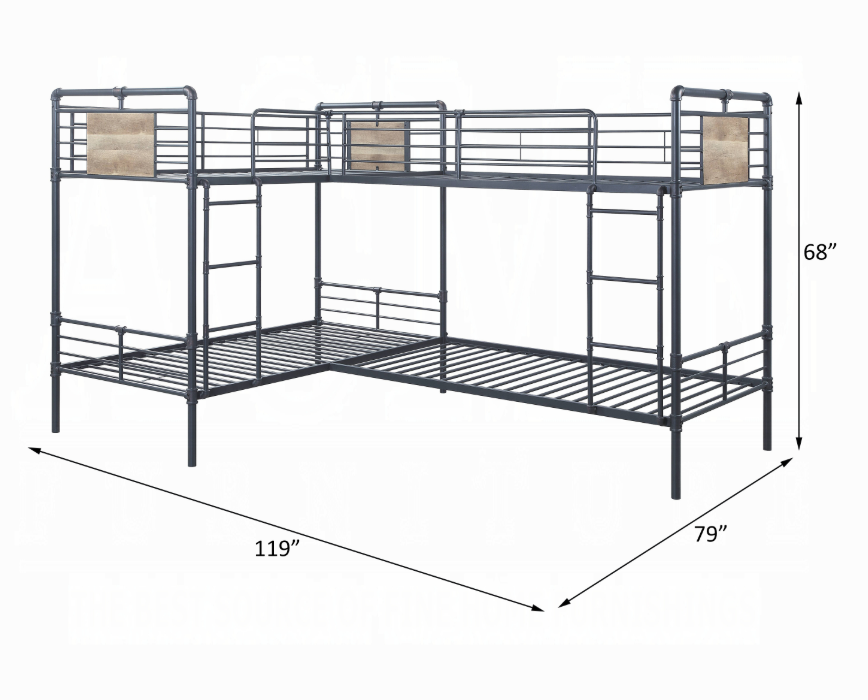 Cordelia Quadruple Twin Bunk Bed, L Shape