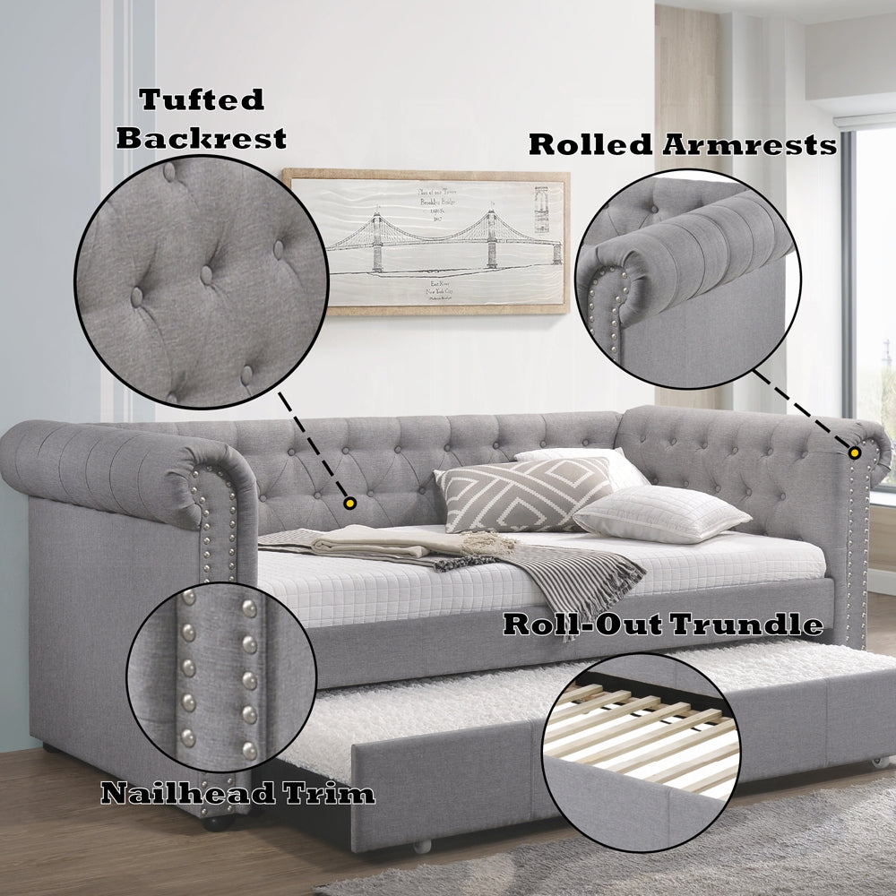 Justice Daybed & Trundle (Twin), Gray
