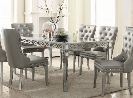 Kacela Dining Table, Mirrored & Champagne Finish
