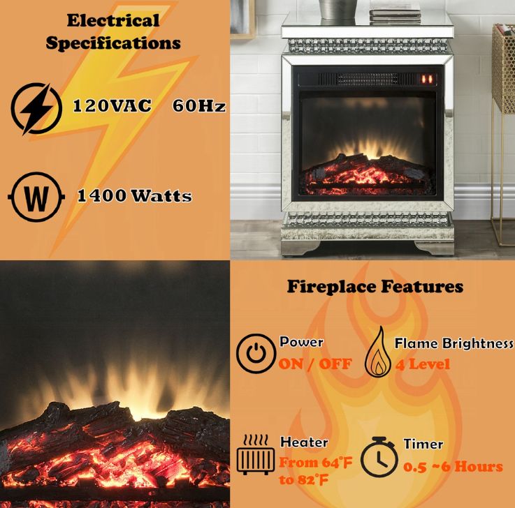 Lotus Fireplace, Mirrored