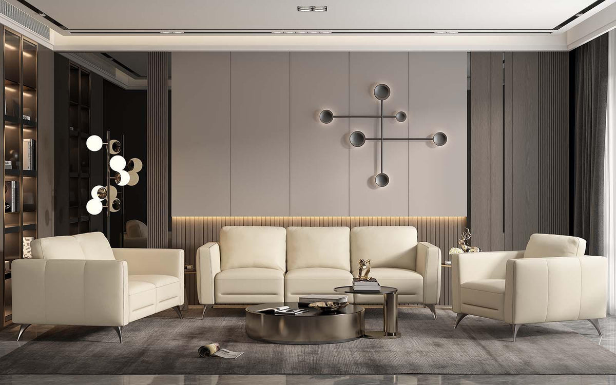 Malaga Loveseat, Cream Leather