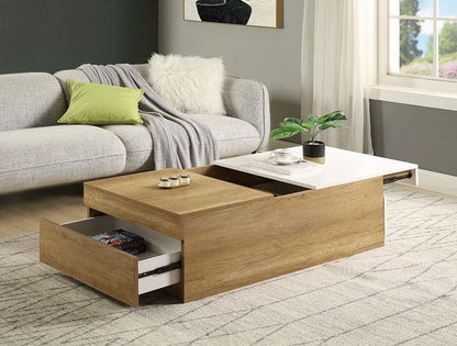 ACME Aafje Coffee Table, Oak & White Finish