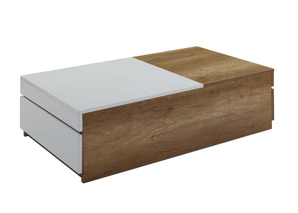 ACME Aafje Coffee Table, Oak & White Finish