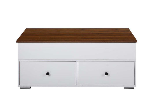 ACME Aafje Coffee Table w/Lift Top, White & Walnut Finish