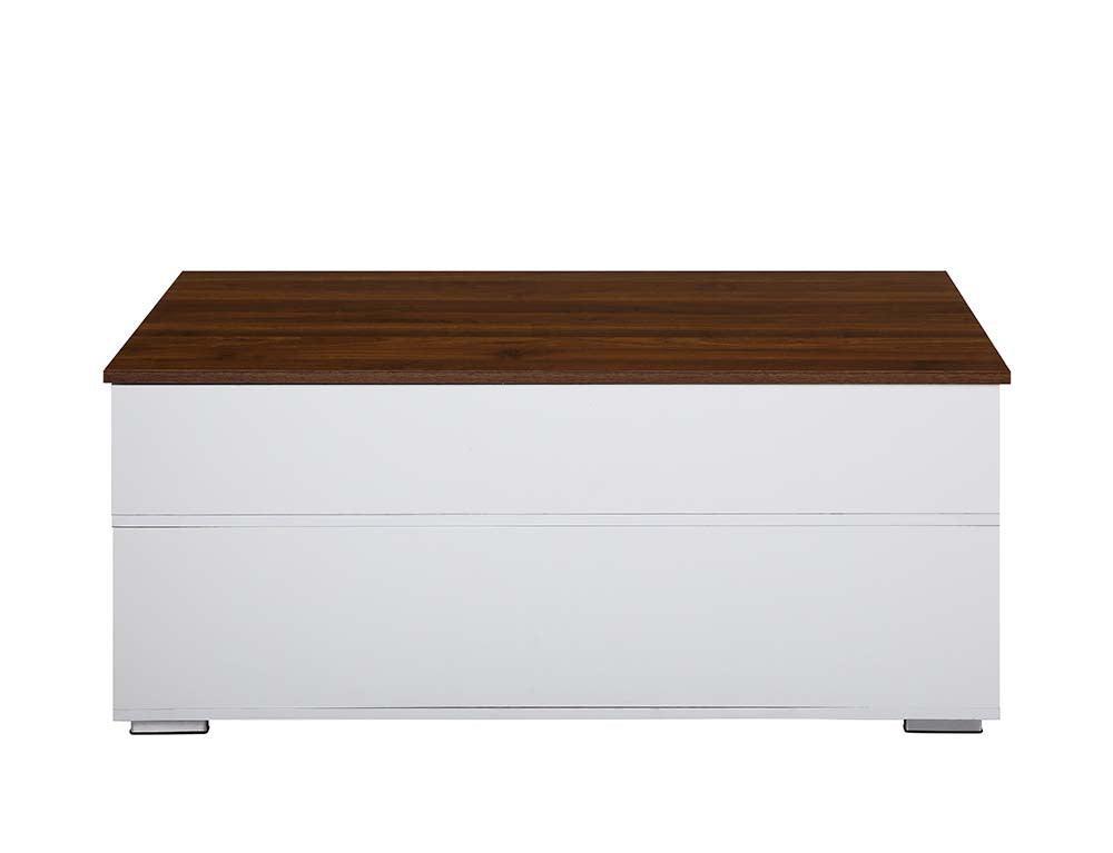 ACME Aafje Coffee Table w/Lift Top, White & Walnut Finish