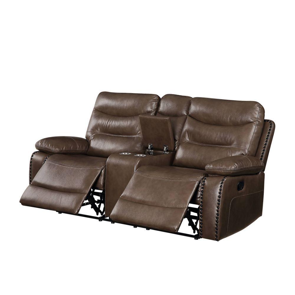 ACME Aashi Loveseat w/Console (Motion), Brown Leather-Gel Match