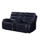 ACME Aashi Loveseat w/Console (Motion), Navy Leather-Gel Match