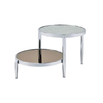 ACME Abbe Coffee Table, Glass & Chrome Finish