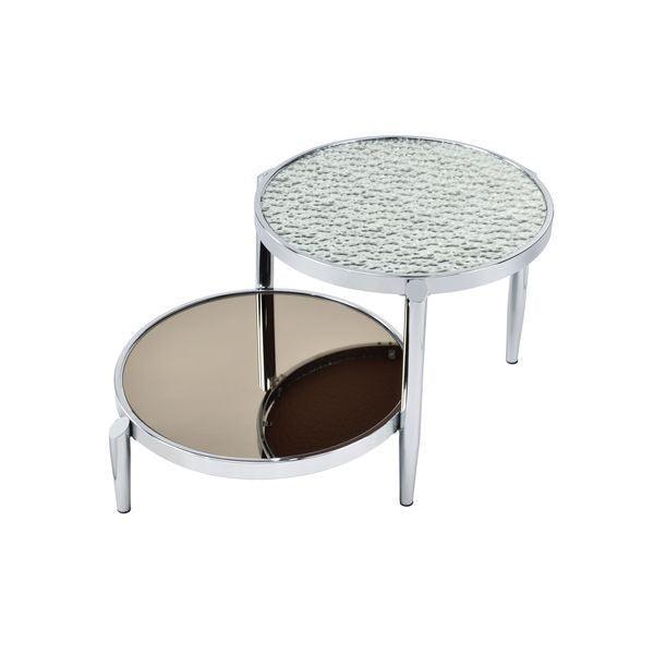 ACME Abbe Coffee Table, Glass & Chrome Finish