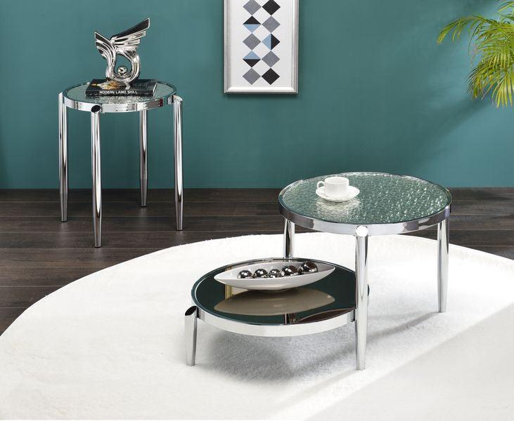 ACME Abbe Coffee Table, Glass & Chrome Finish