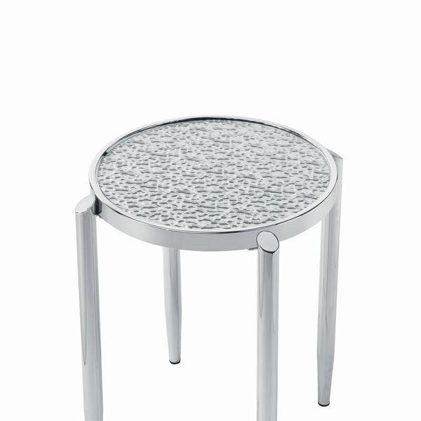 ACME Abbe End Table, Glass & Chrome Finish