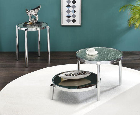 ACME Abbe End Table, Glass & Chrome Finish