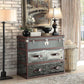 Aberdeen Sofa Table, Vintage Dark Brown Top Grain Leather & Stainless Steel