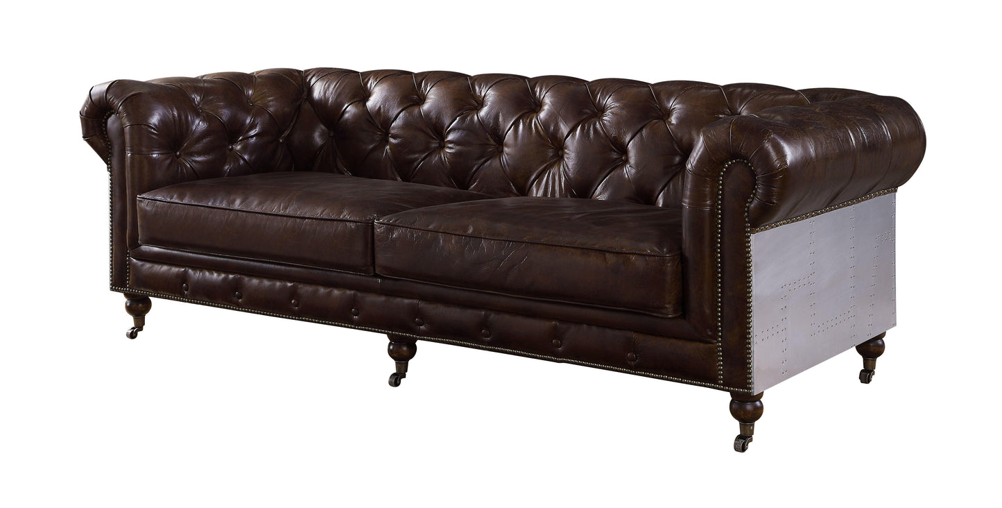 ACME Aberdeen Sofa, Vintage Brown Top Grain Leather