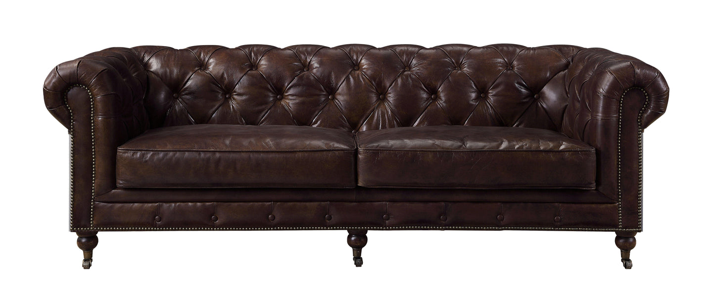 ACME Aberdeen Sofa, Vintage Brown Top Grain Leather