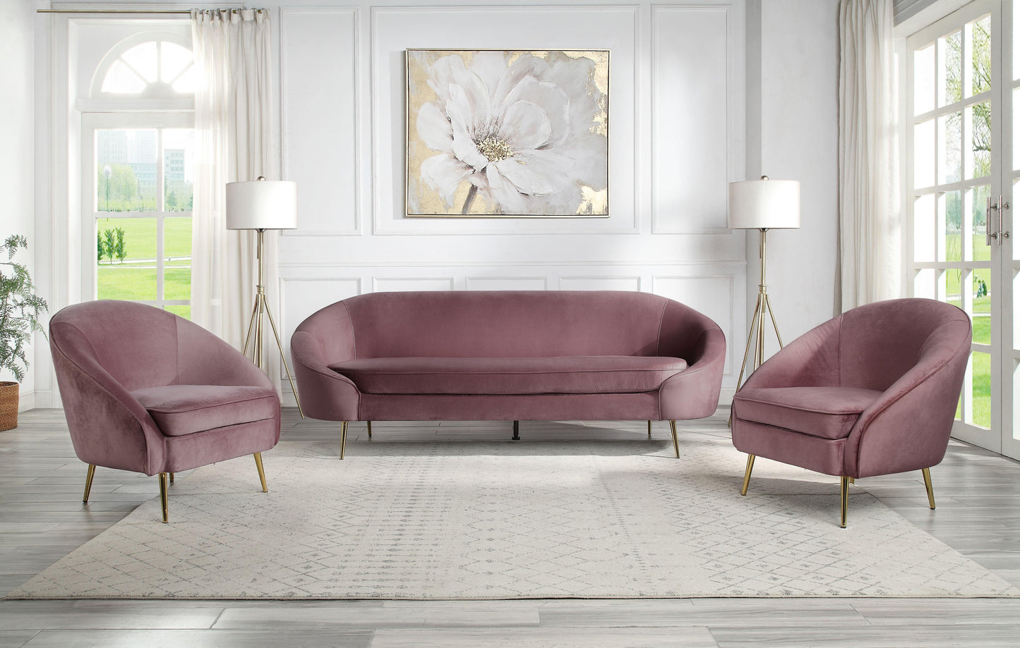 ACME Abey Sofa, Pink Velvet